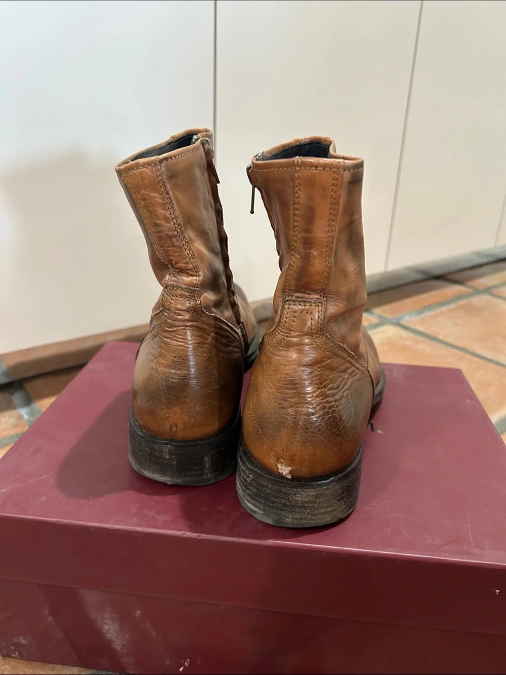 To Boot New York Men's Brown Leather Zip Ankle Boots